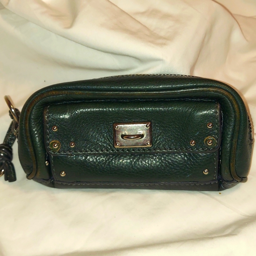 Chloe Paddington Style Green Leather Zippered Pouch Cosmetic Case